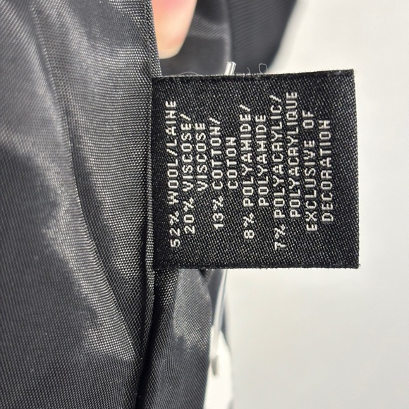 Lafayette 148 Leather Trimmed Tweed Wool Blend Blazer Jacket Black Red 14 - Picture 4 of 7